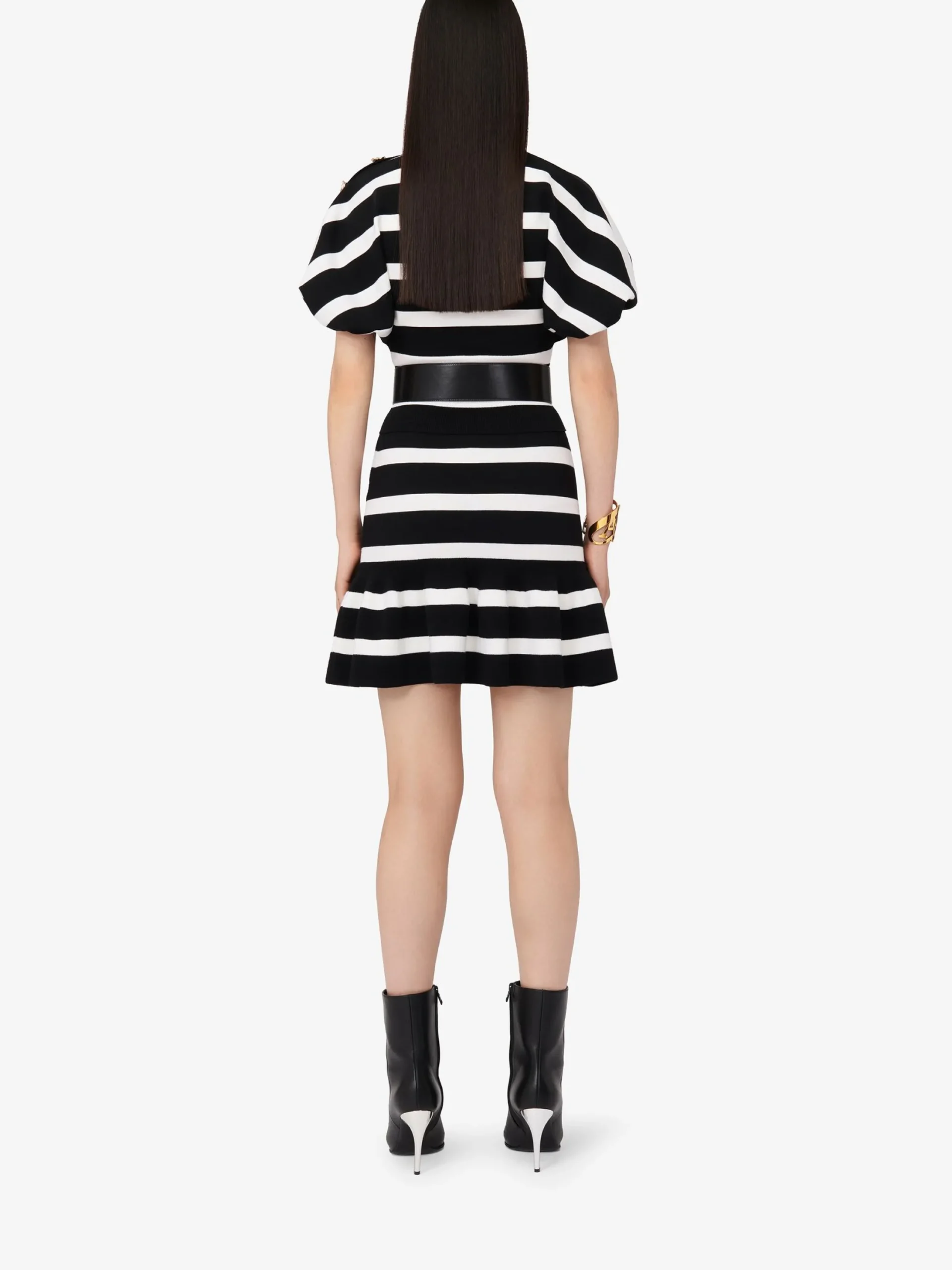 Fashion Alexander McQueen Women's Striped Ruffle Mini Skirt in Black/Ivory