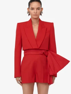 Outlet Alexander McQueen Women's Tailored Bow Shorts in Lust Red