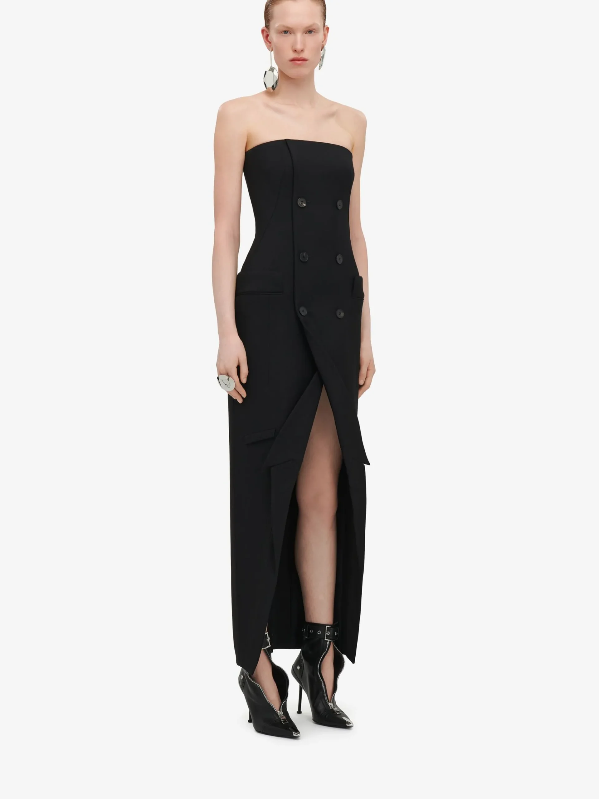 New Alexander McQueen Women's Tailored Bustier Dress in Black