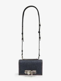 Best Alexander McQueen Women's The Biker Mini Jewelled Satchel in Denim