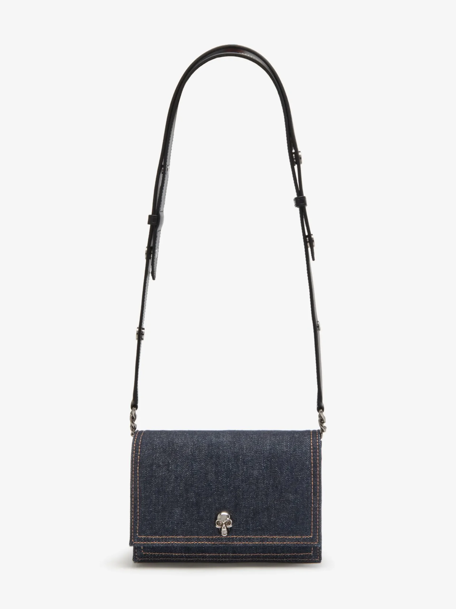 Sale Alexander McQueen Women's The Biker Small Skull Bag in Denim