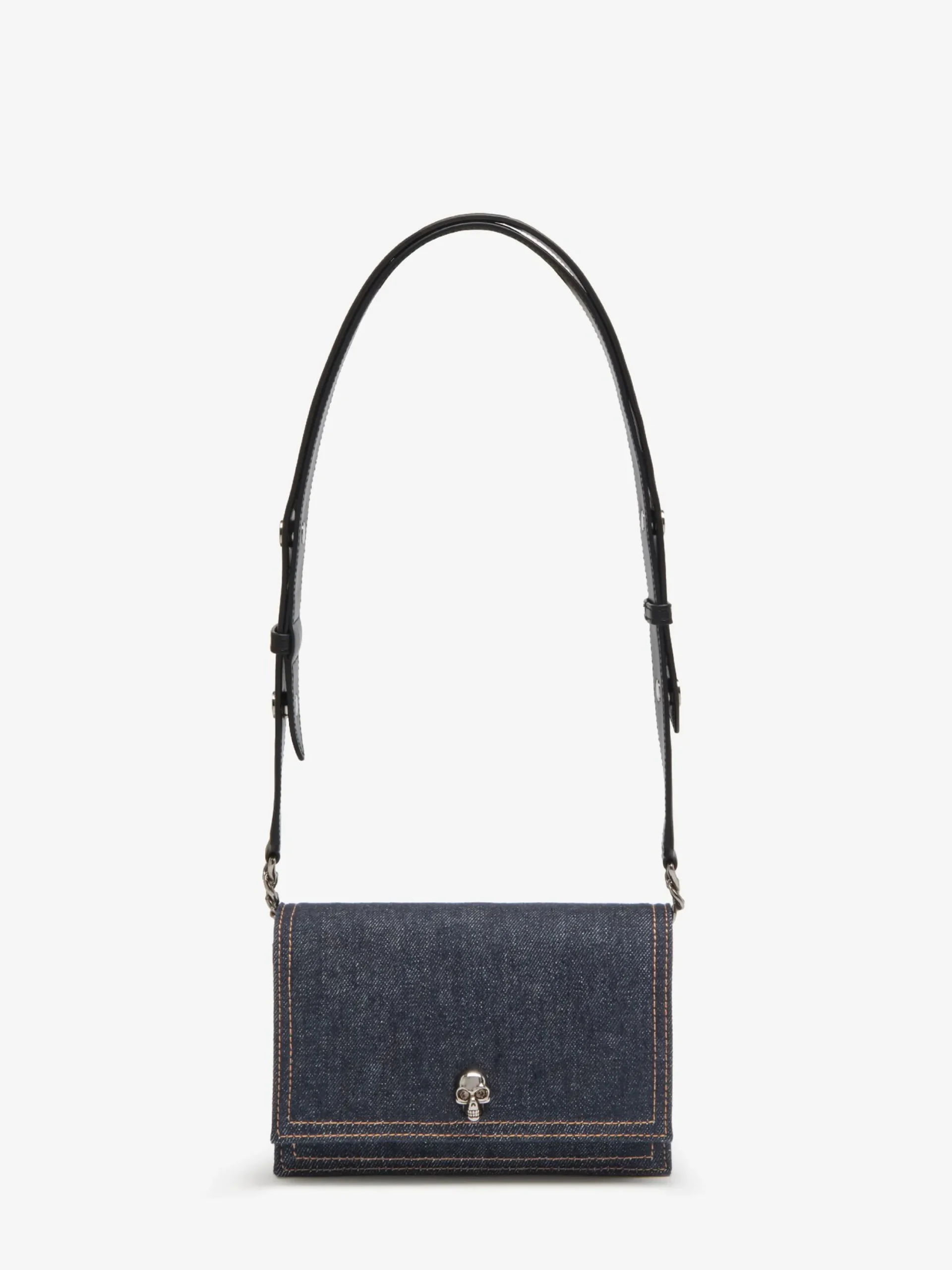 Sale Alexander McQueen Women's The Biker Small Skull Bag in Denim
