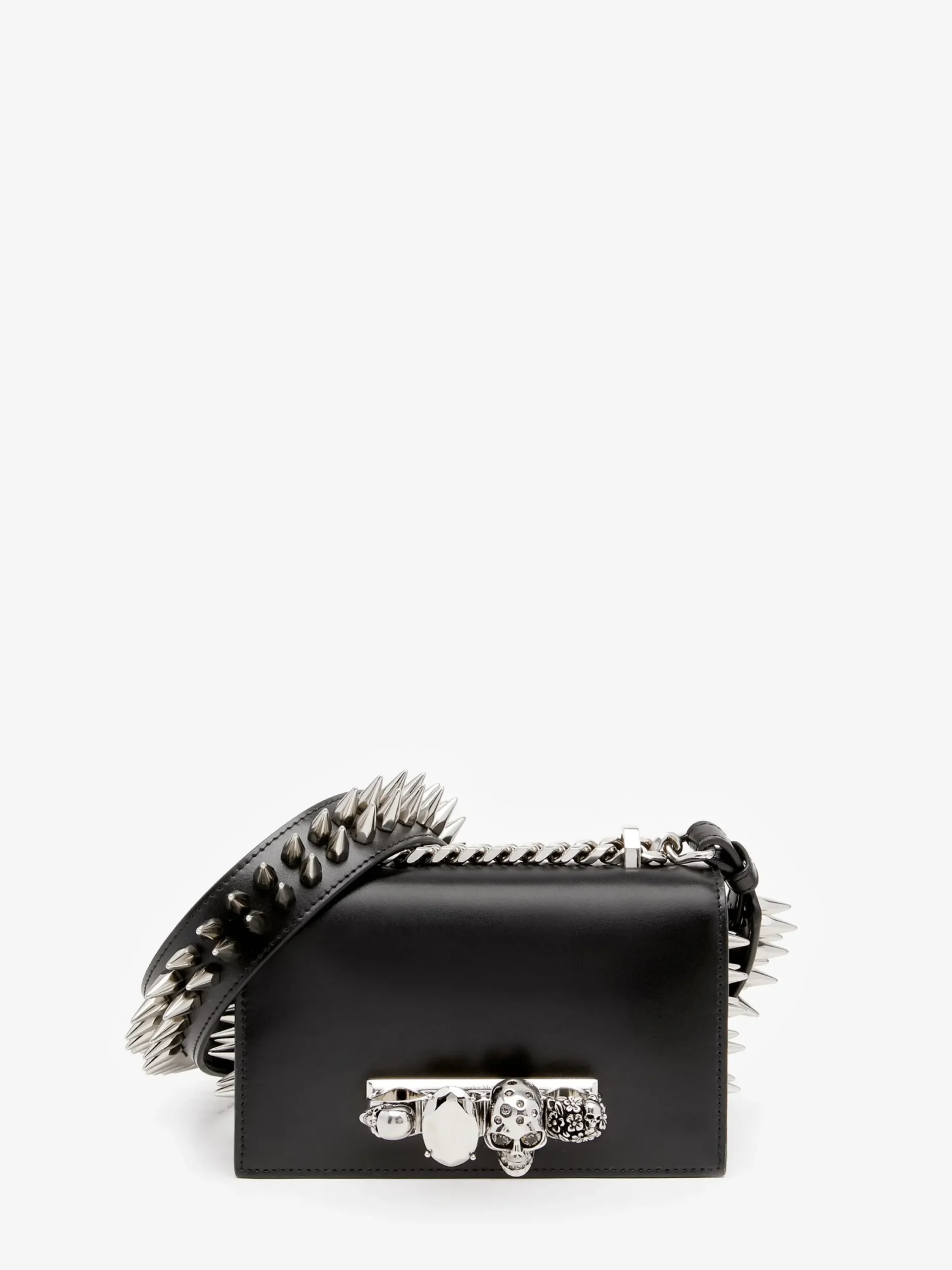 Shop Alexander McQueen Women's The Biker Studded Mini Jewelled Satchel in Black
