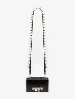 Shop Alexander McQueen Women's The Biker Studded Mini Jewelled Satchel in Black