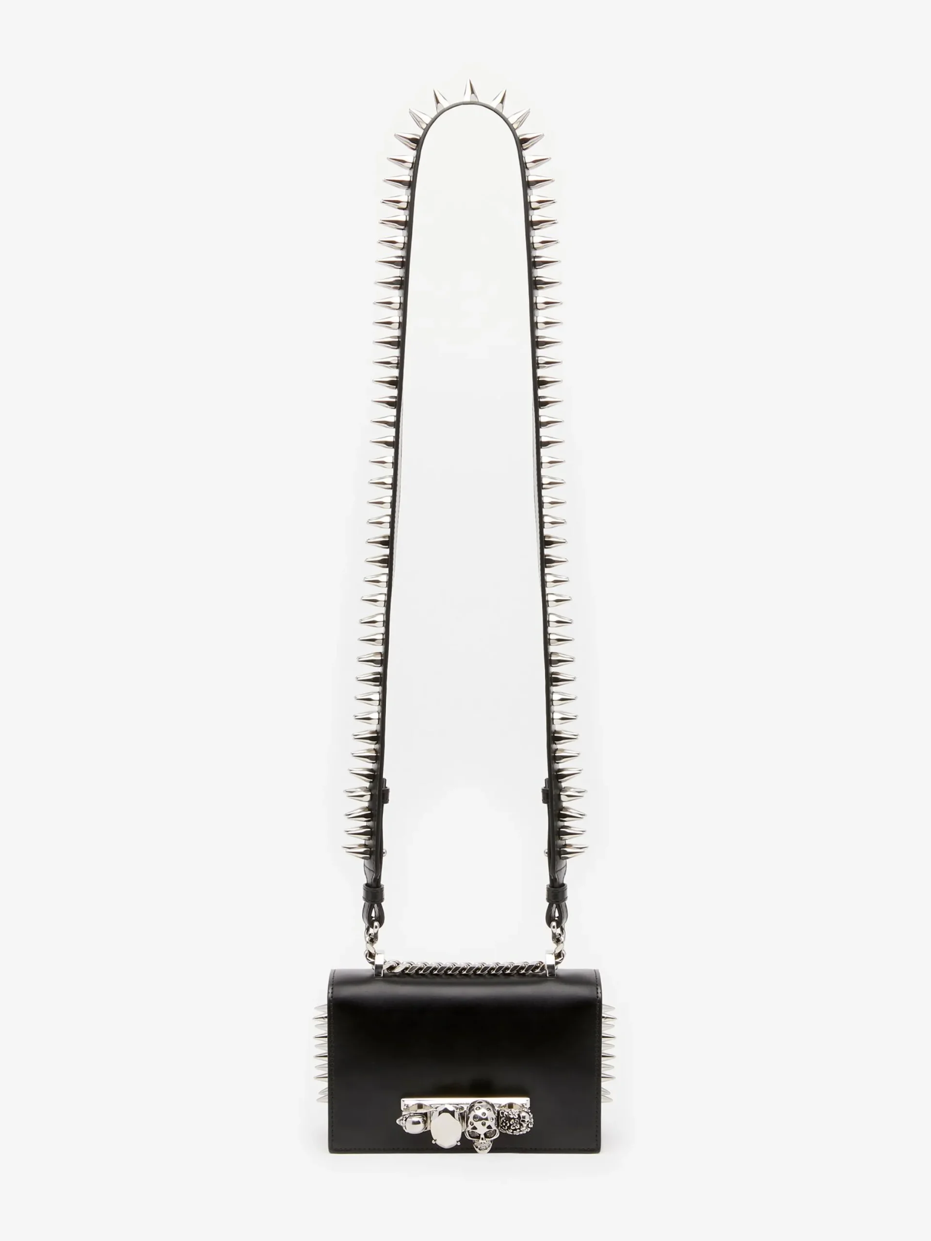 Shop Alexander McQueen Women's The Biker Studded Mini Jewelled Satchel in Black