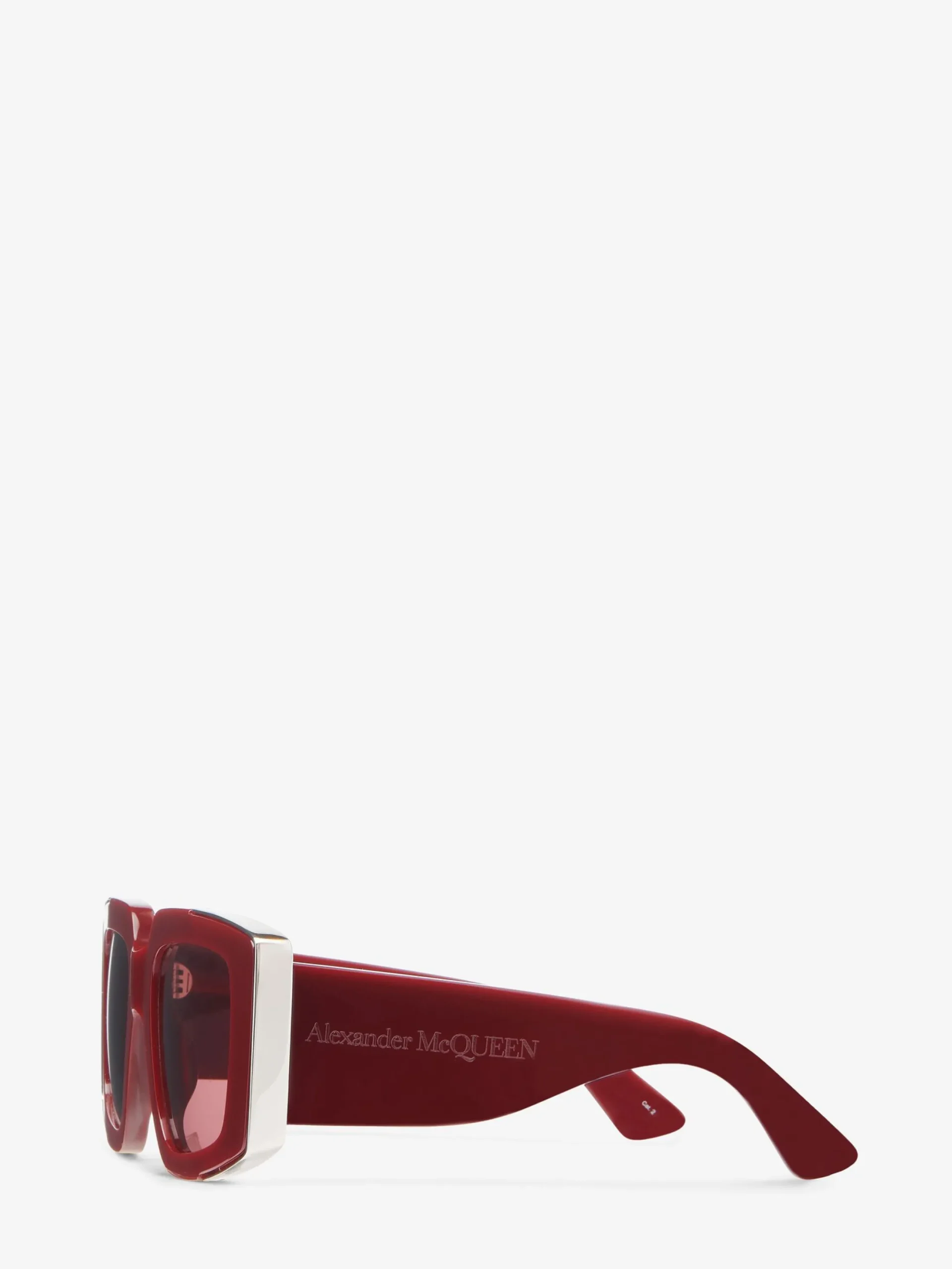 New Alexander McQueen Women's The Grip Geometrical Sunglasses in Burgundy