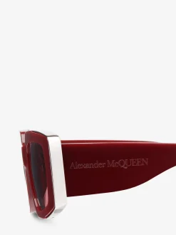 New Alexander McQueen Women's The Grip Geometrical Sunglasses in Burgundy