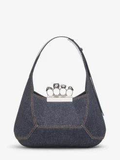 Discount Alexander McQueen Women's The Jewelled Hobo Bag in Denim