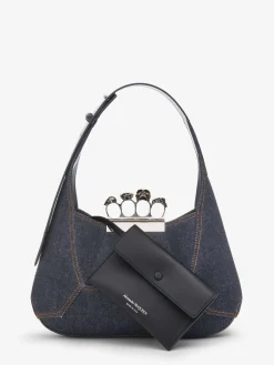 Discount Alexander McQueen Women's The Jewelled Hobo Bag in Denim