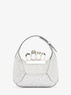 Online Alexander McQueen Women's The Jewelled Hobo Mini Bag in Silver