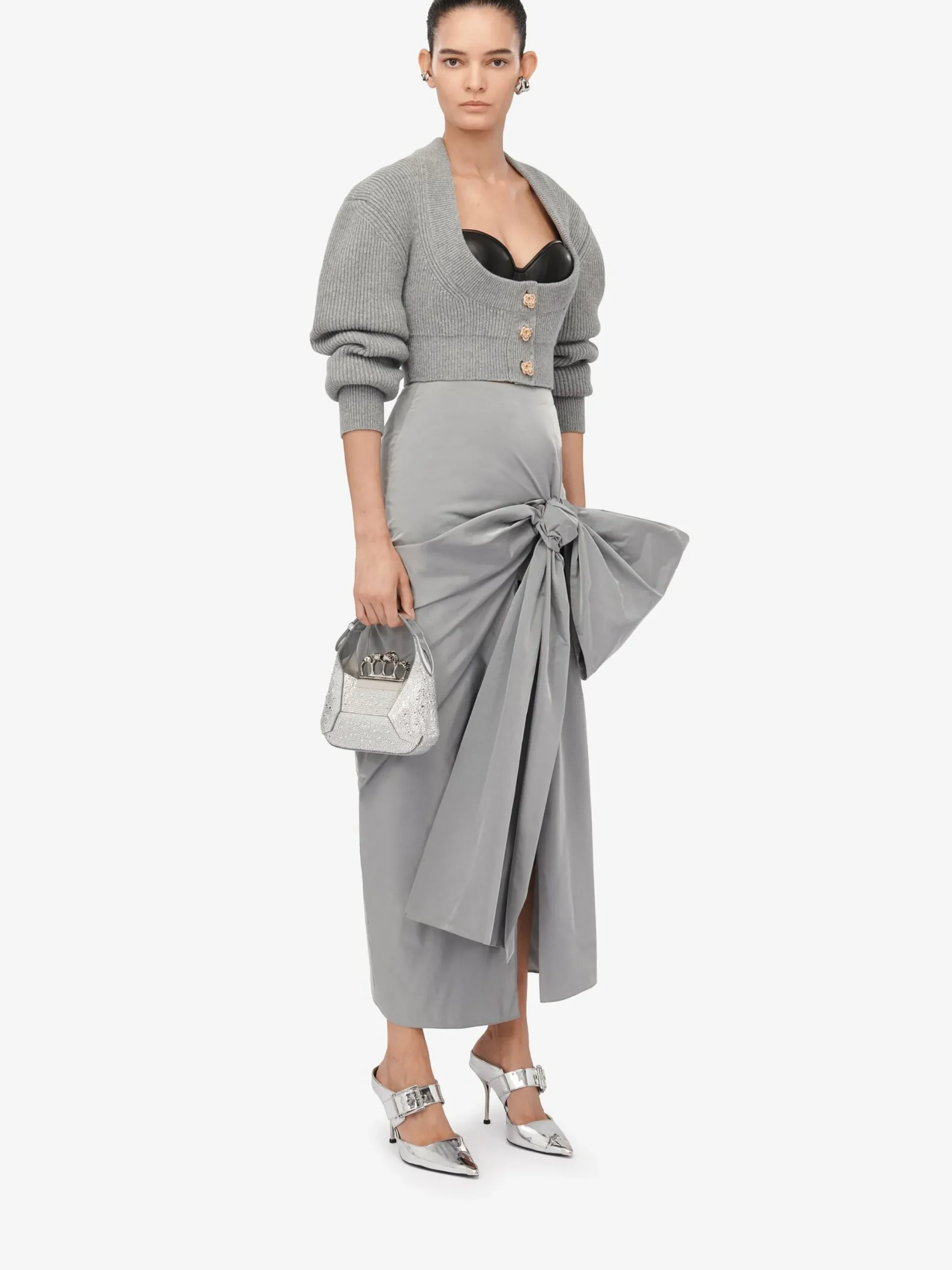 Online Alexander McQueen Women's The Jewelled Hobo Mini Bag in Silver