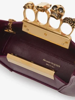 Shop Alexander McQueen Women's The Jewelled Hobo Mini Bag in Burgundy