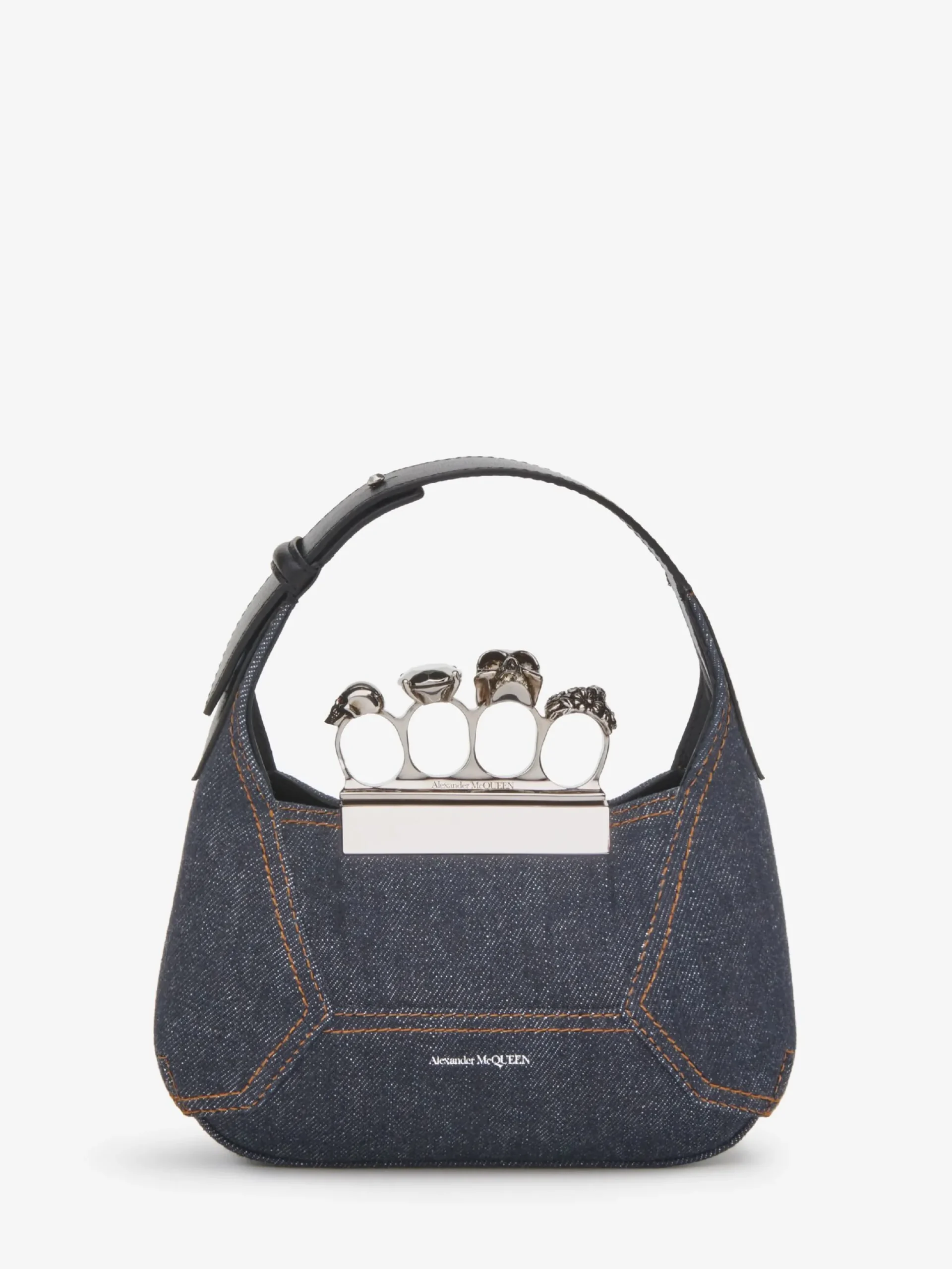Best Sale Alexander McQueen Women's The Jewelled Hobo Mini Bag in Denim