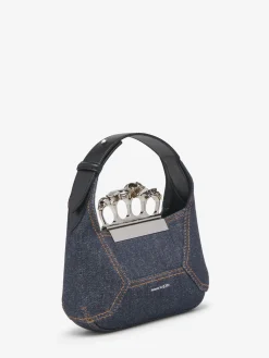 Best Sale Alexander McQueen Women's The Jewelled Hobo Mini Bag in Denim