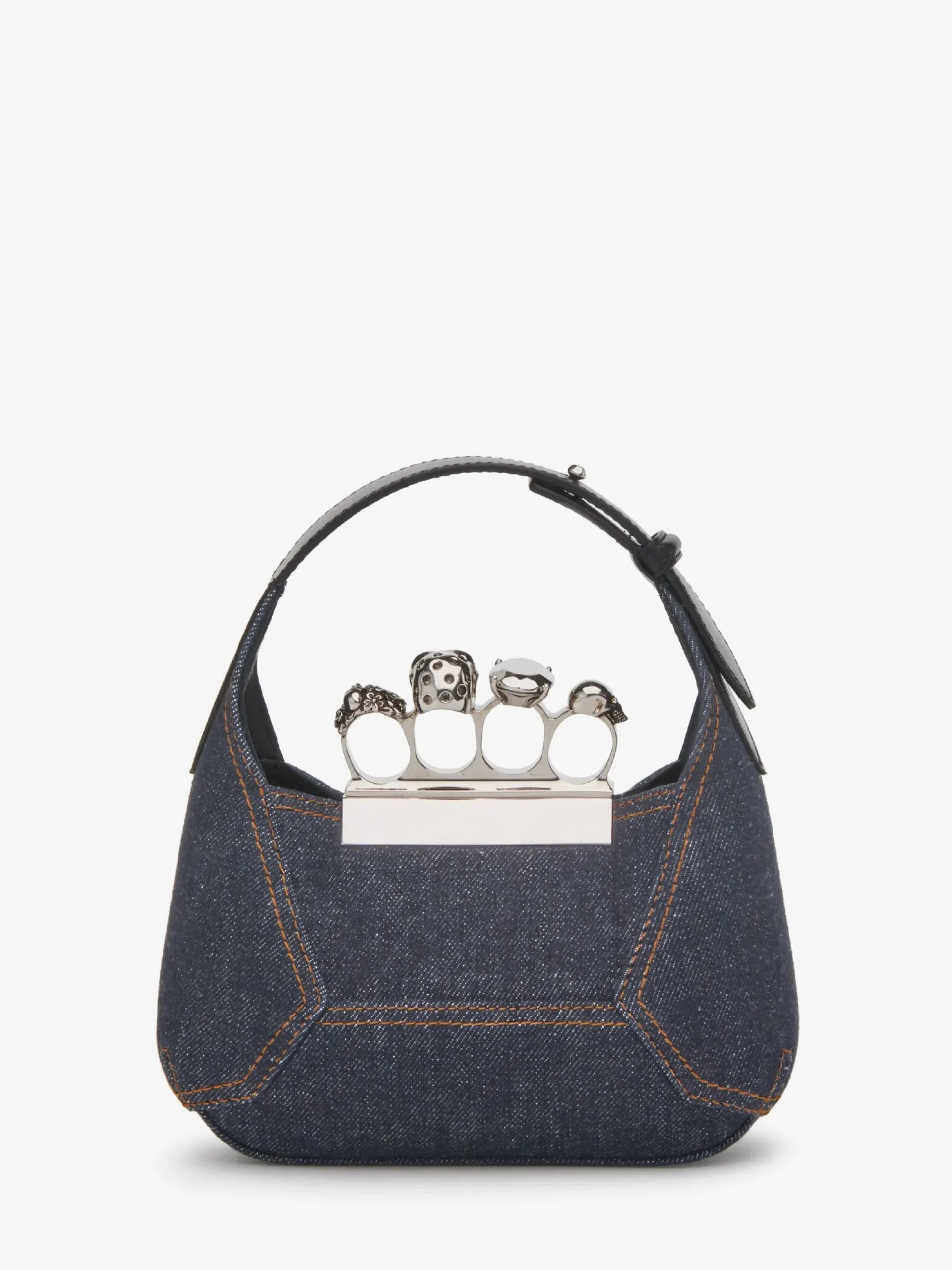 Best Sale Alexander McQueen Women's The Jewelled Hobo Mini Bag in Denim