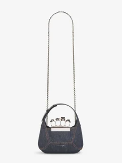 Best Sale Alexander McQueen Women's The Jewelled Hobo Mini Bag in Denim
