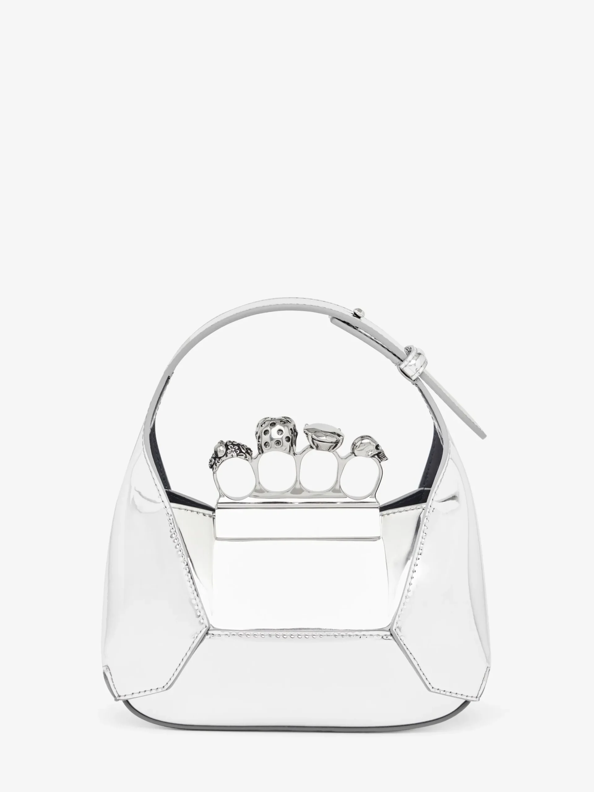 Best Sale Alexander McQueen Women's The Jewelled Hobo Mini Bag in Silver