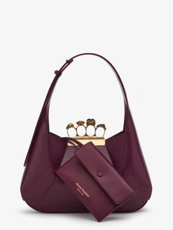 Fashion Alexander McQueen Women's The Jewelled Hobo Bag in Burgundy
