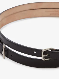 Cheap Alexander McQueen Women's Thin Double Belt in Black