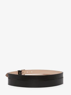 Shop Alexander McQueen Women's Thin Double Belt in Black
