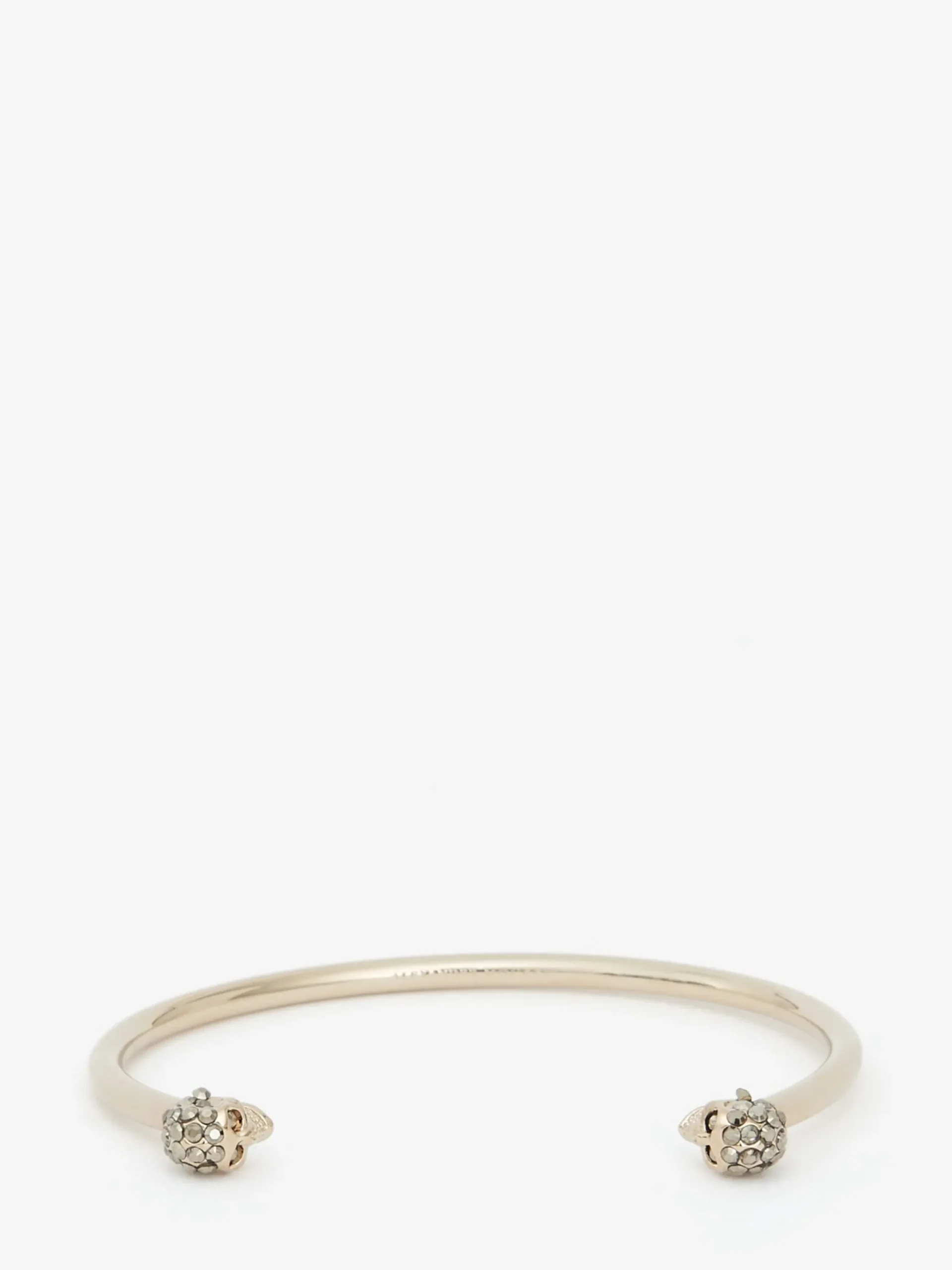 Online Alexander McQueen Women's Thin Jeweled Twin Skull Bracelet in Light Gold