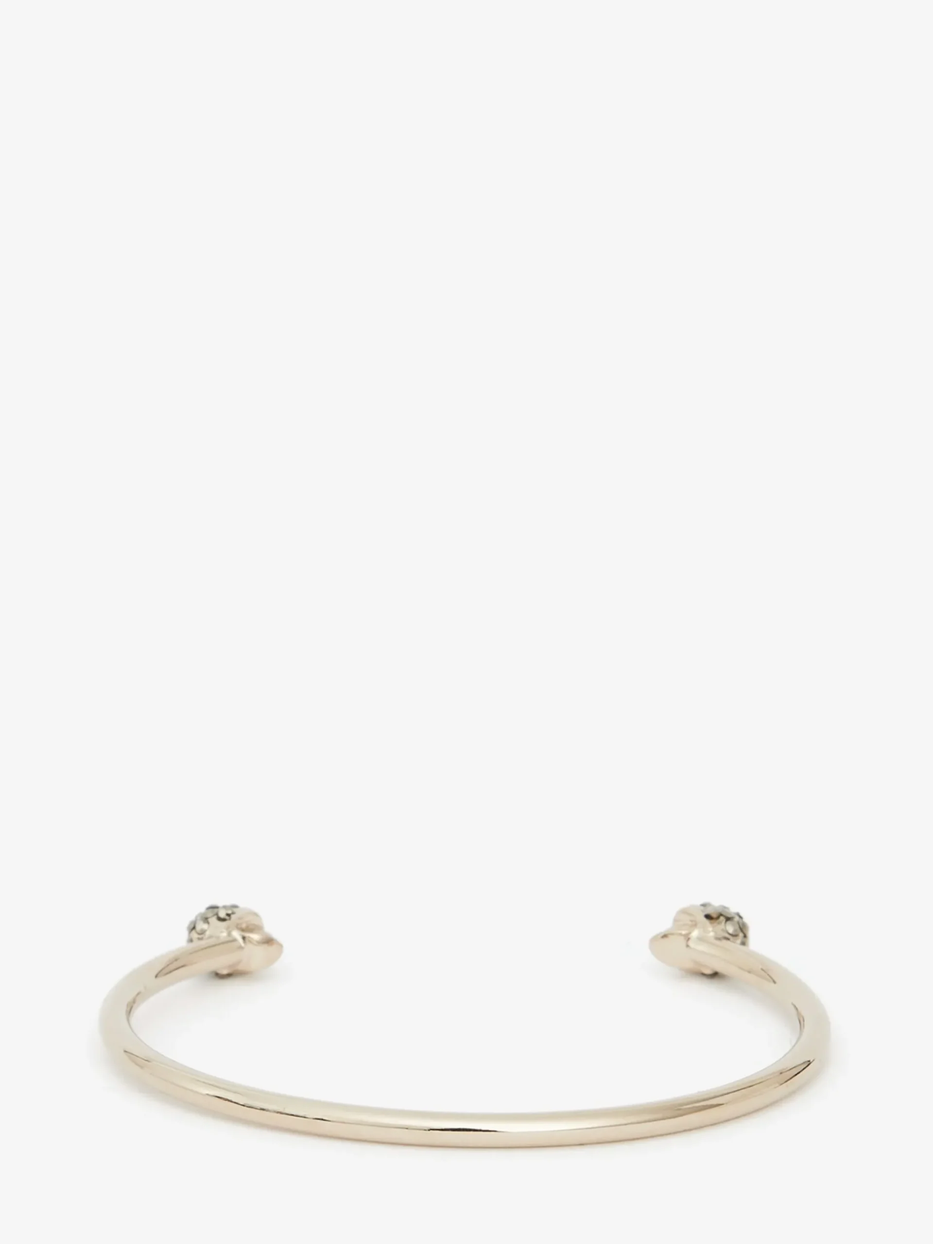 Online Alexander McQueen Women's Thin Jeweled Twin Skull Bracelet in Light Gold