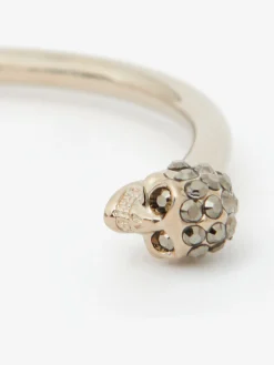 Online Alexander McQueen Women's Thin Jeweled Twin Skull Bracelet in Light Gold