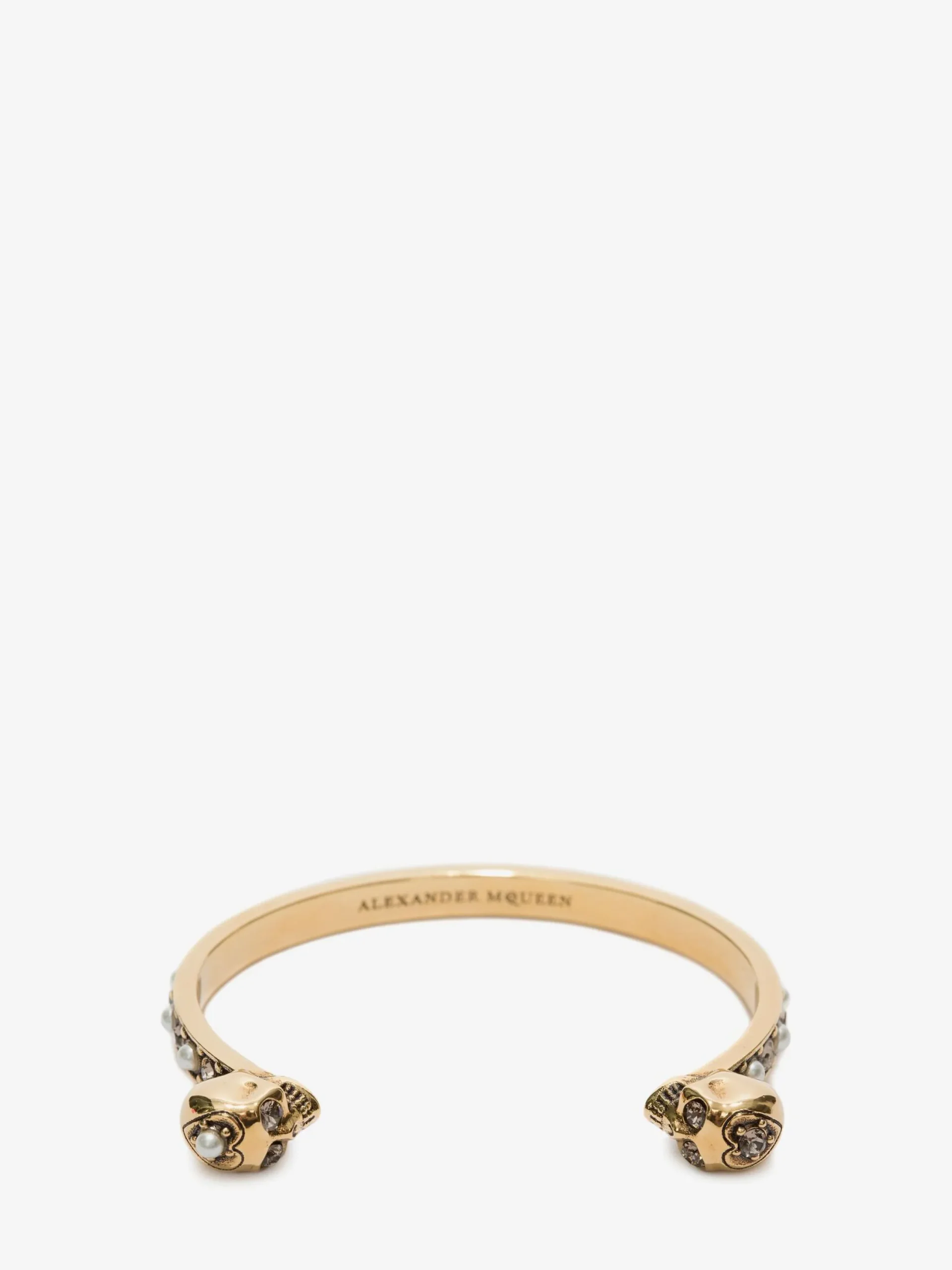 Cheap Alexander McQueen Women's Thin Twin Skull Bracelet in Antique Gold