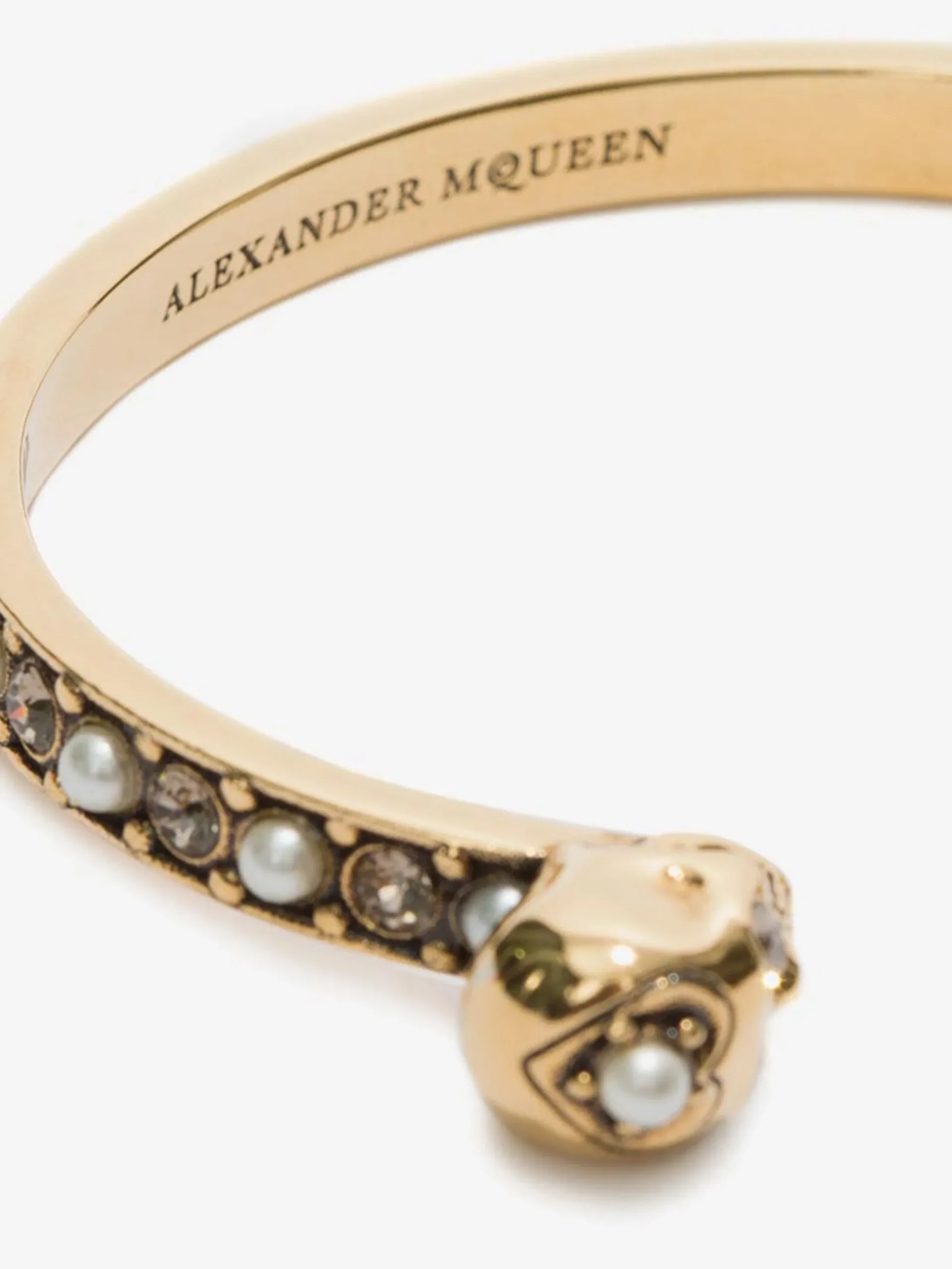 Cheap Alexander McQueen Women's Thin Twin Skull Bracelet in Antique Gold