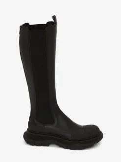 Hot Alexander McQueen Women's Tread Slick Knee High Boot in Black