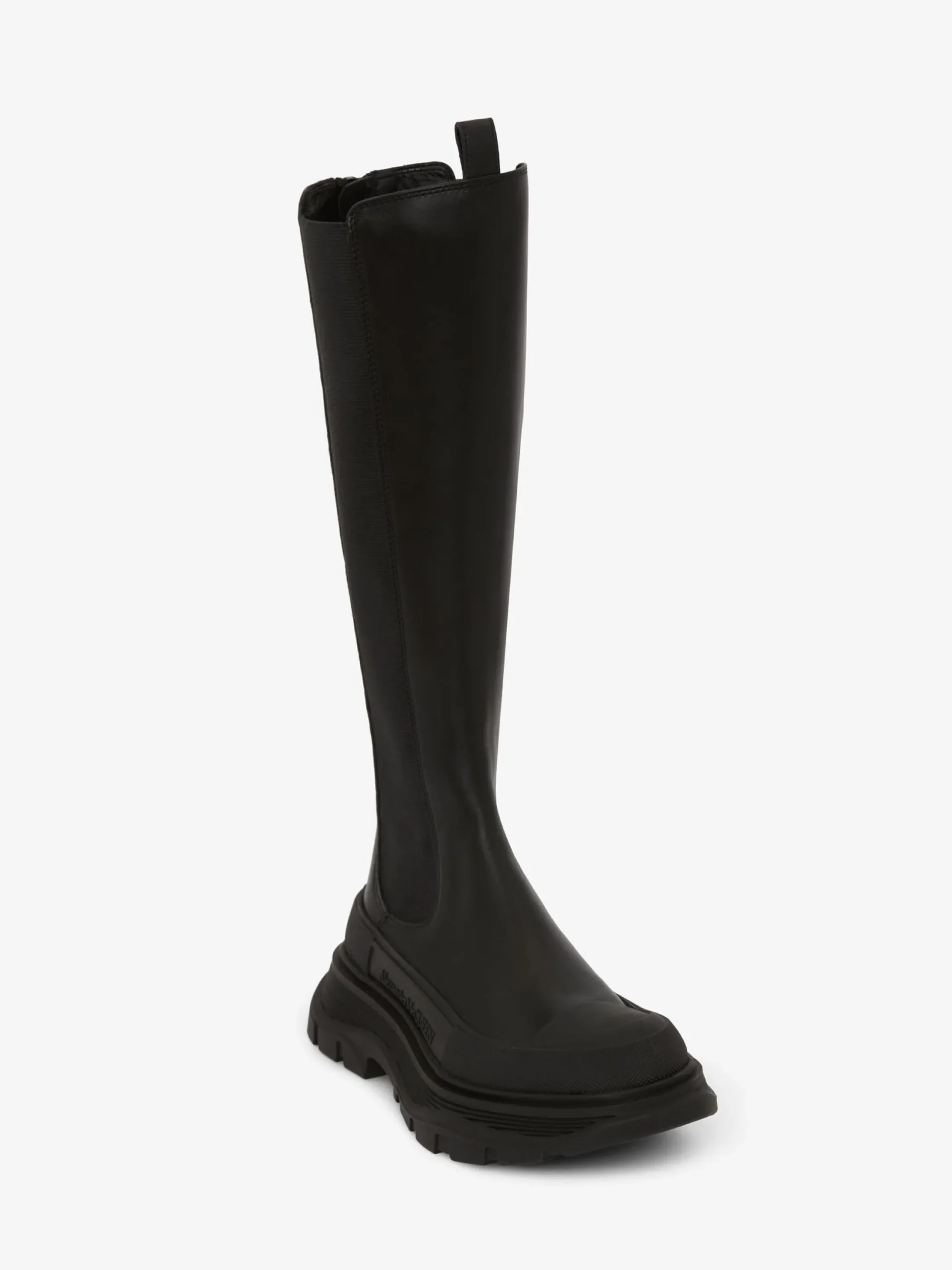 Hot Alexander McQueen Women's Tread Slick Knee High Boot in Black