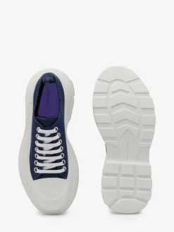 Cheap Alexander McQueen Women's Tread Slick Lace Up in Dark Blue