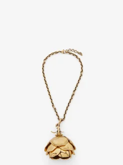 Outlet Alexander McQueen Women's Tudor Rose Necklace in Gold
