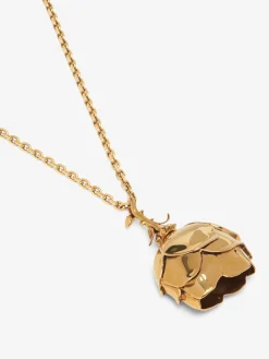 Outlet Alexander McQueen Women's Tudor Rose Necklace in Gold