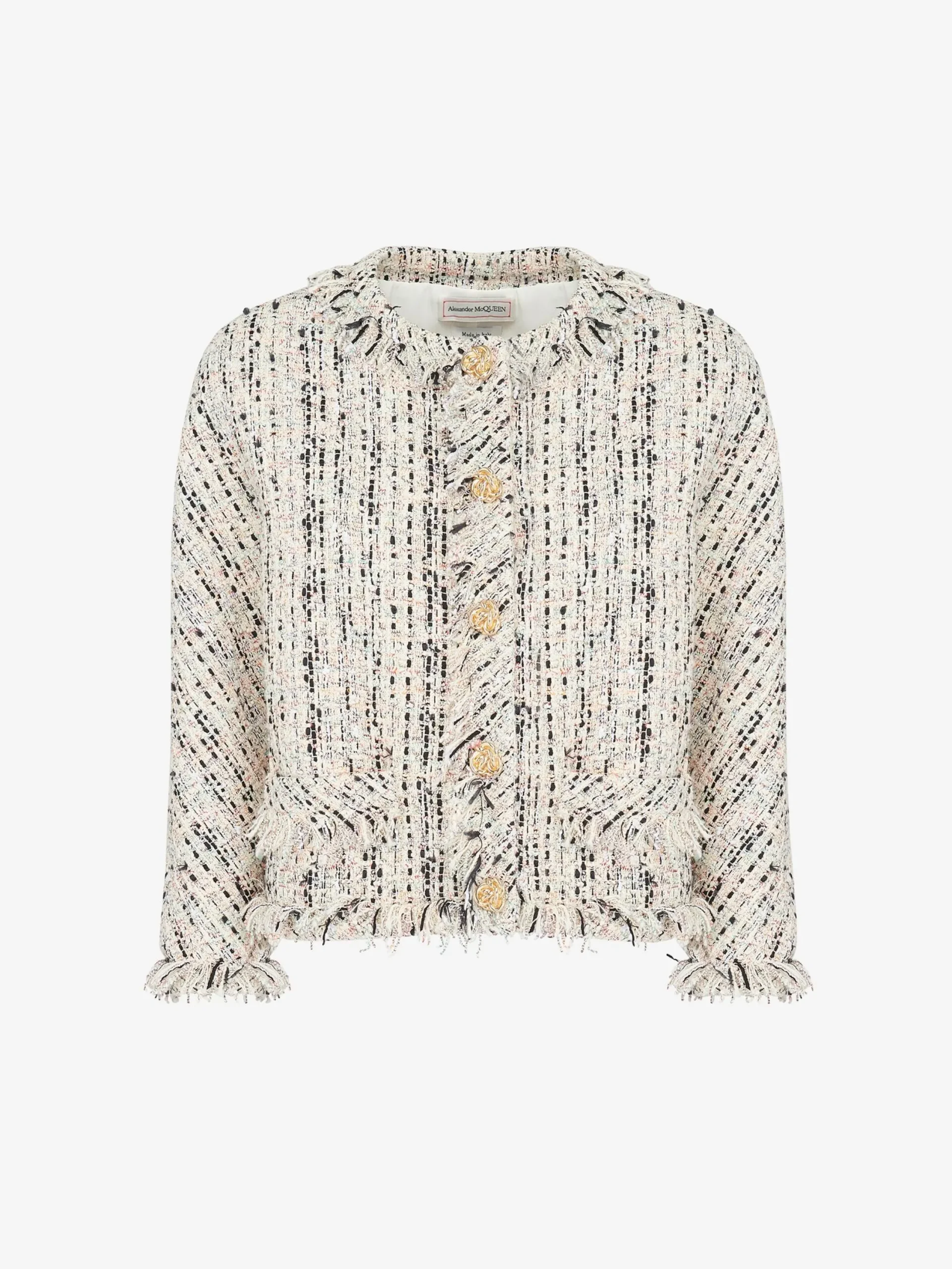 Store Alexander McQueen Women's Tweed Boxy Jacket in Multicolor