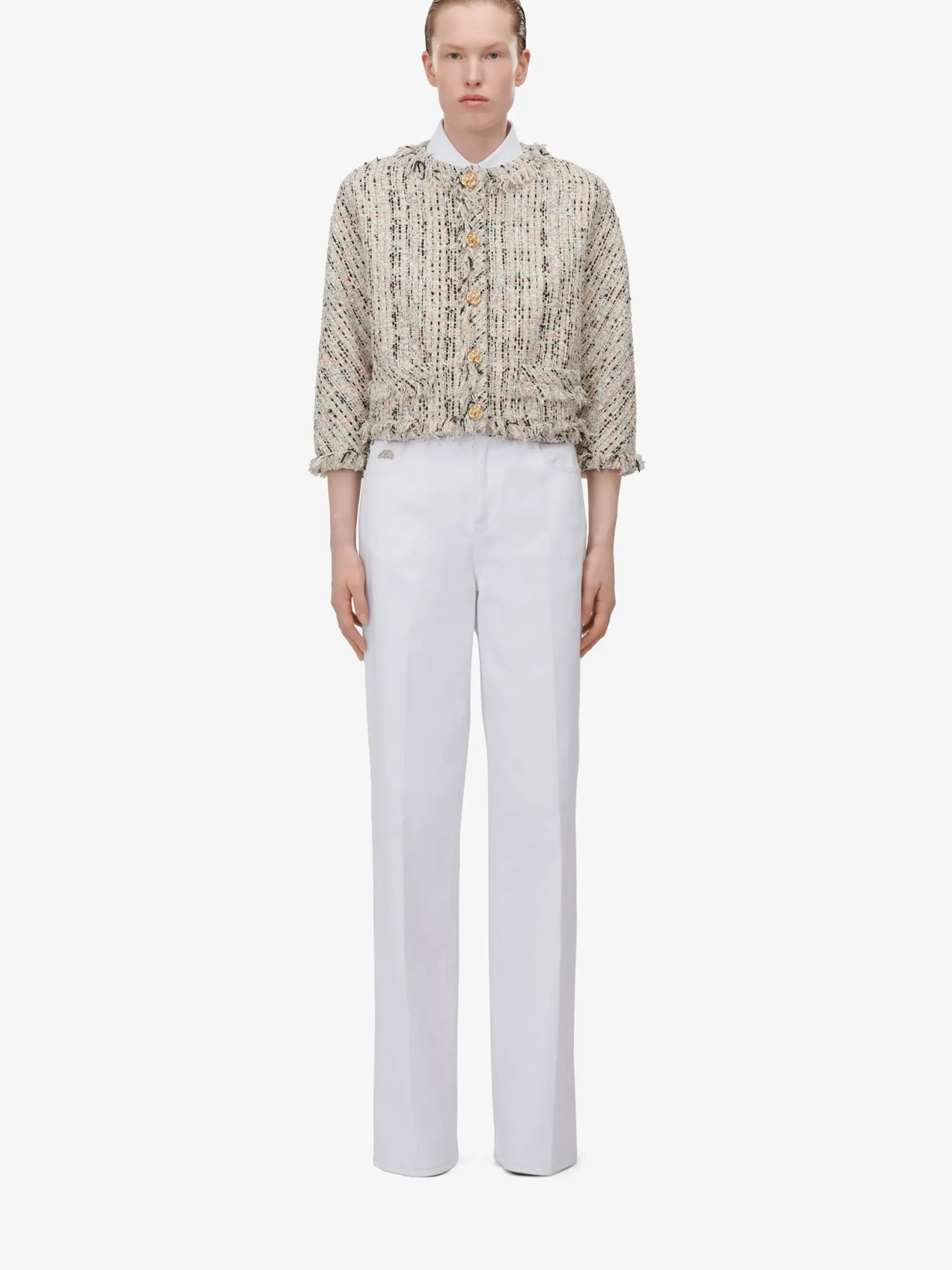 Store Alexander McQueen Women's Tweed Boxy Jacket in Multicolor