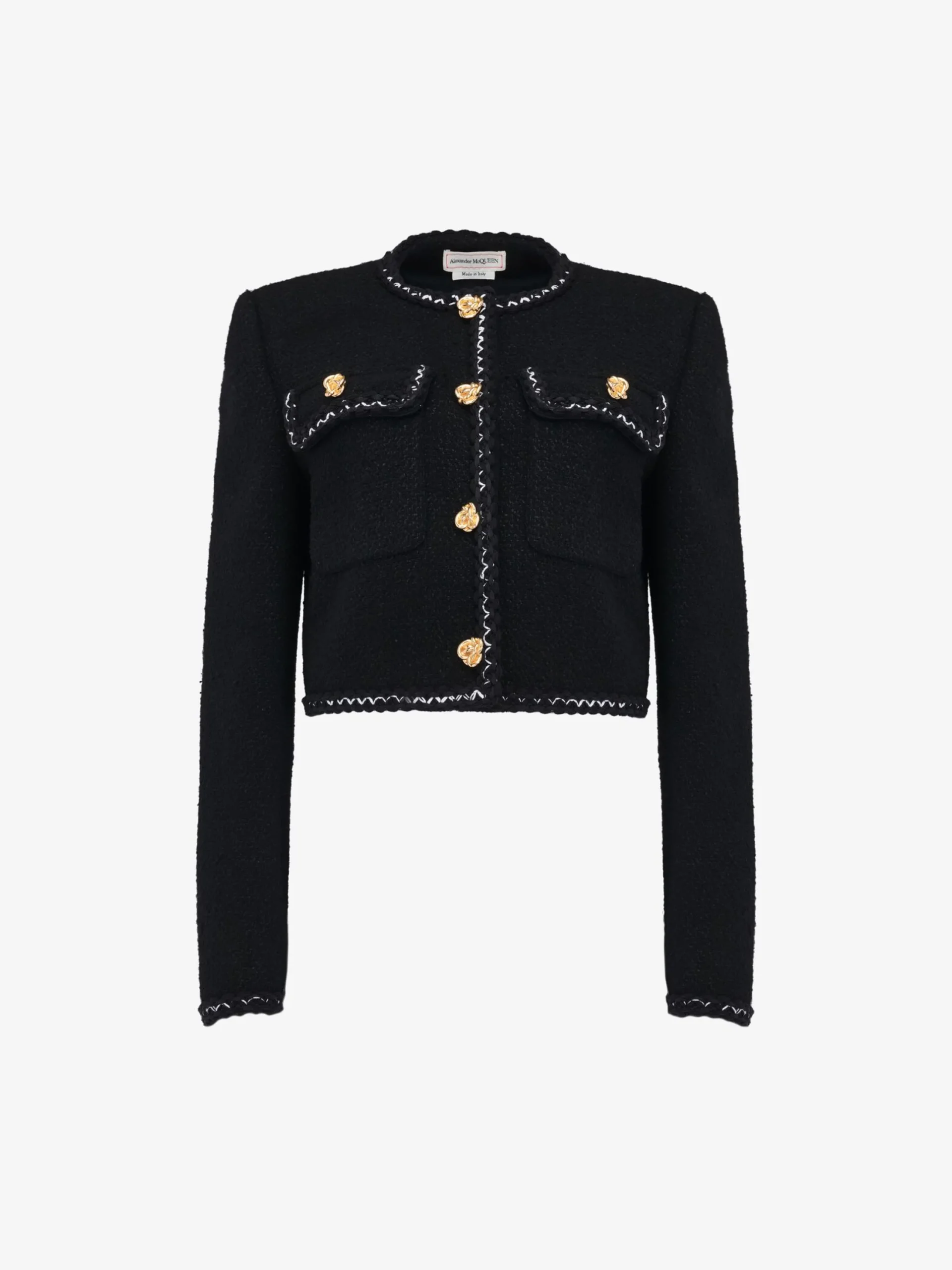 Store Alexander McQueen Women's Tweed Boxy Jacket in Black