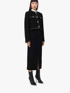 Store Alexander McQueen Women's Tweed Boxy Jacket in Black