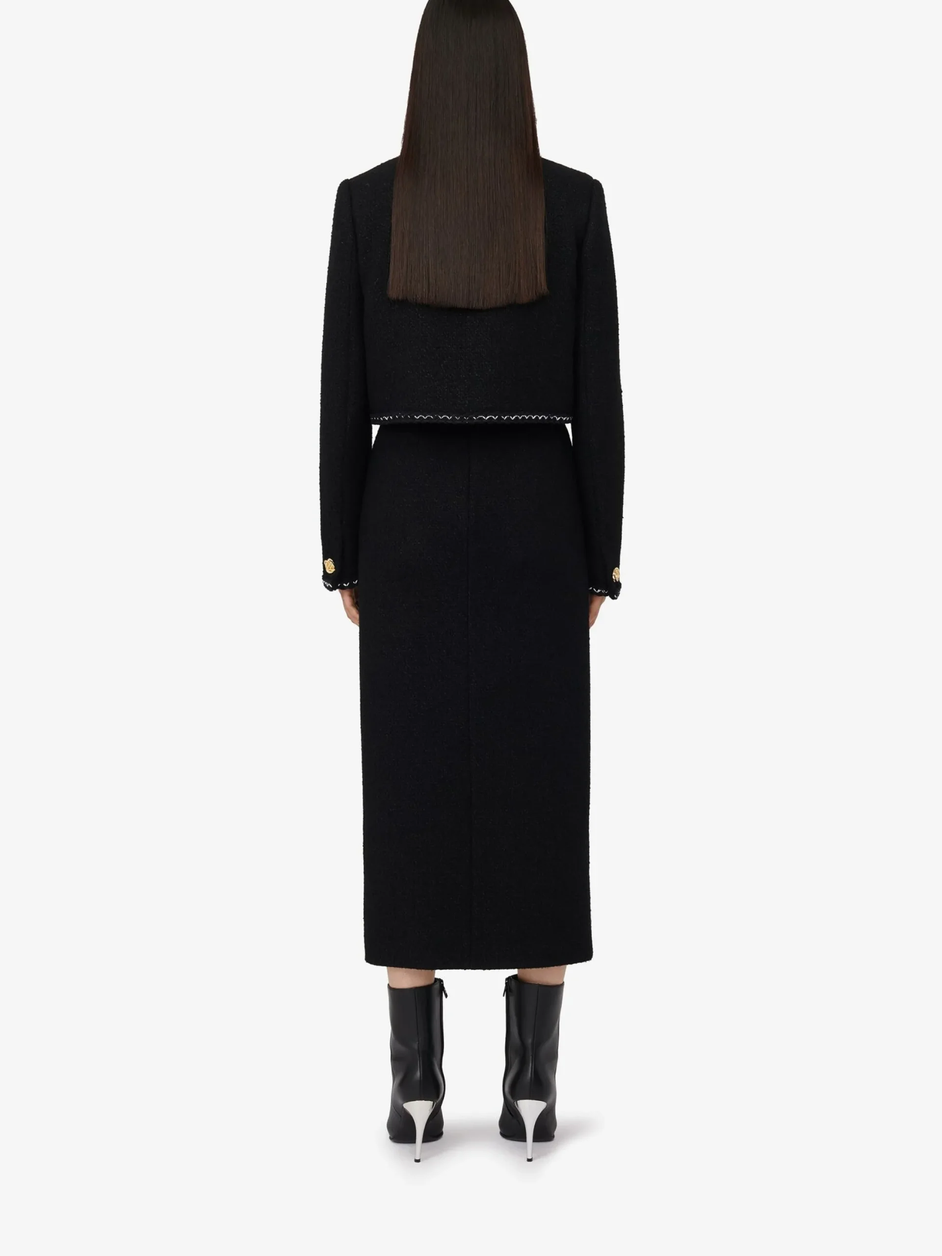 Store Alexander McQueen Women's Tweed Boxy Jacket in Black