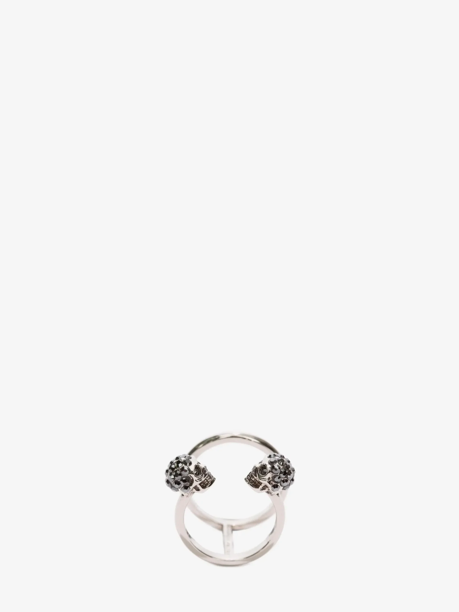 New Alexander McQueen Women's Twin Skull Double Ring in Silver