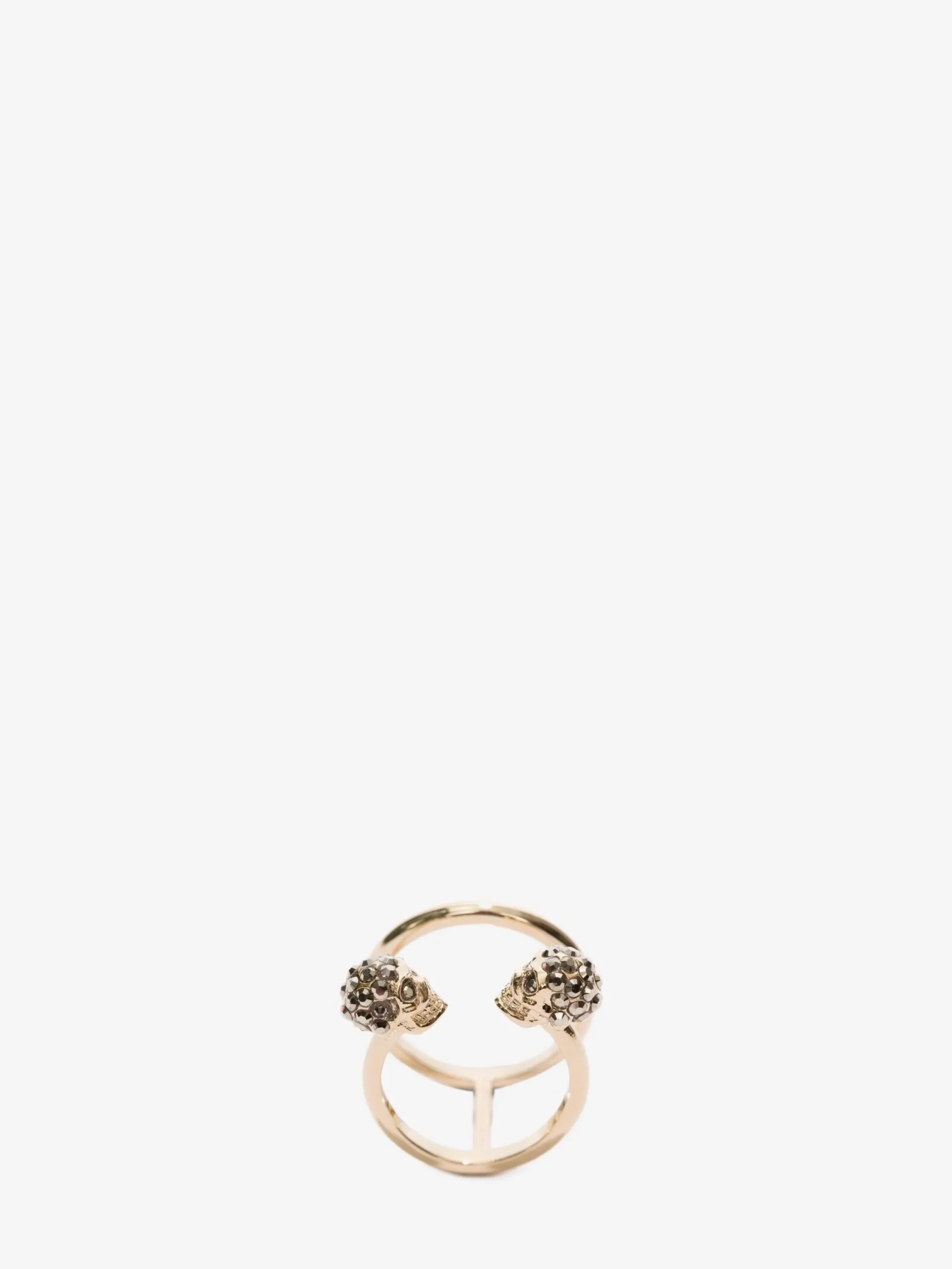 Store Alexander McQueen Women's Twin Skull Double Ring in Light Gold