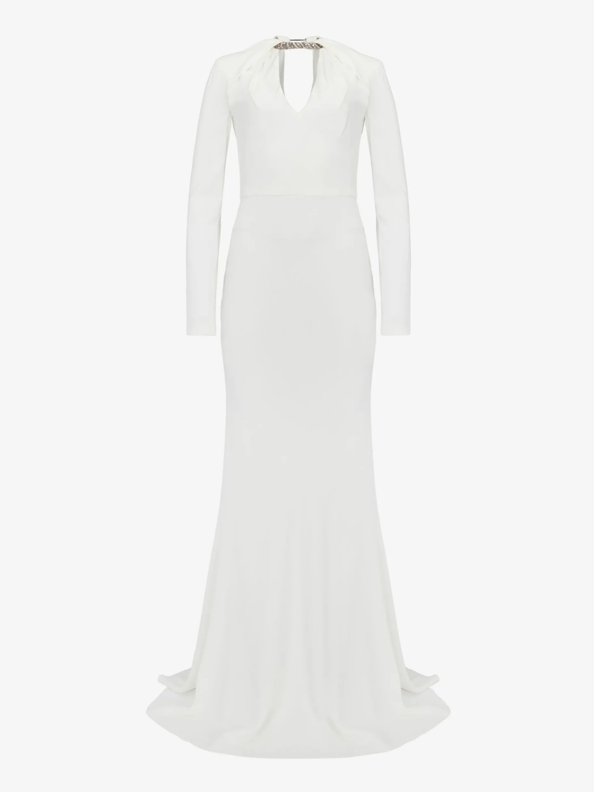 Cheap Alexander McQueen Women's Twisted Crystal Evening Dress in Light Ivory