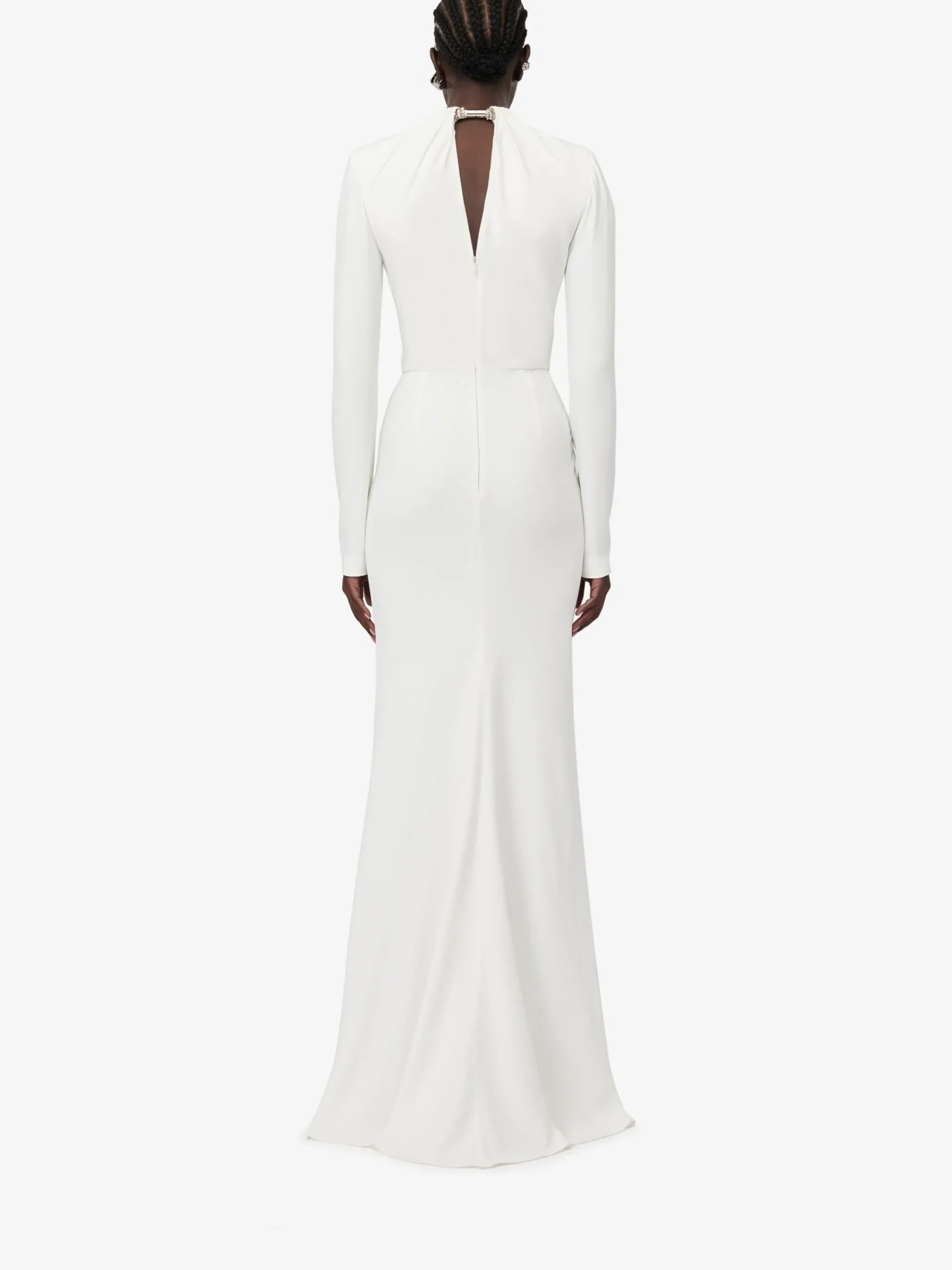 Cheap Alexander McQueen Women's Twisted Crystal Evening Dress in Light Ivory