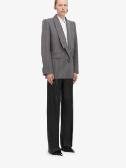 Clearance Alexander McQueen Women's Upside-down Lapel Jacket in Grey/ivory