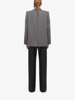 Clearance Alexander McQueen Women's Upside-down Lapel Jacket in Grey/ivory