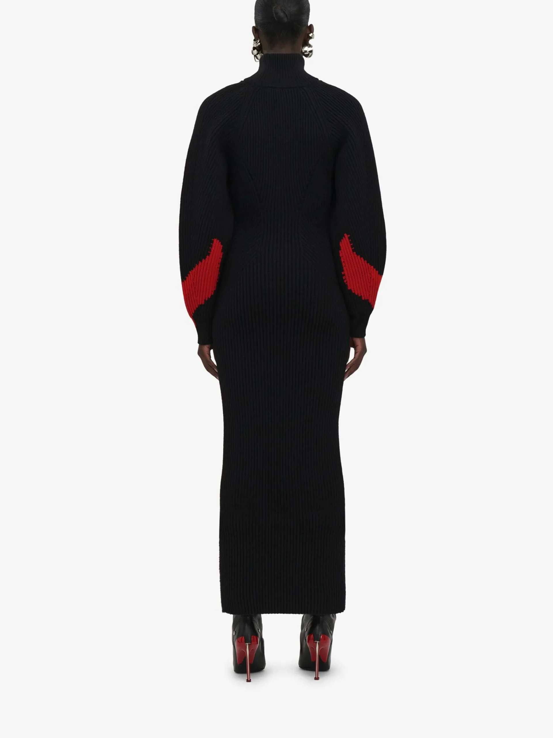 Fashion Alexander McQueen Women's Upside-down Orchid Dress in Black/Red/Grey