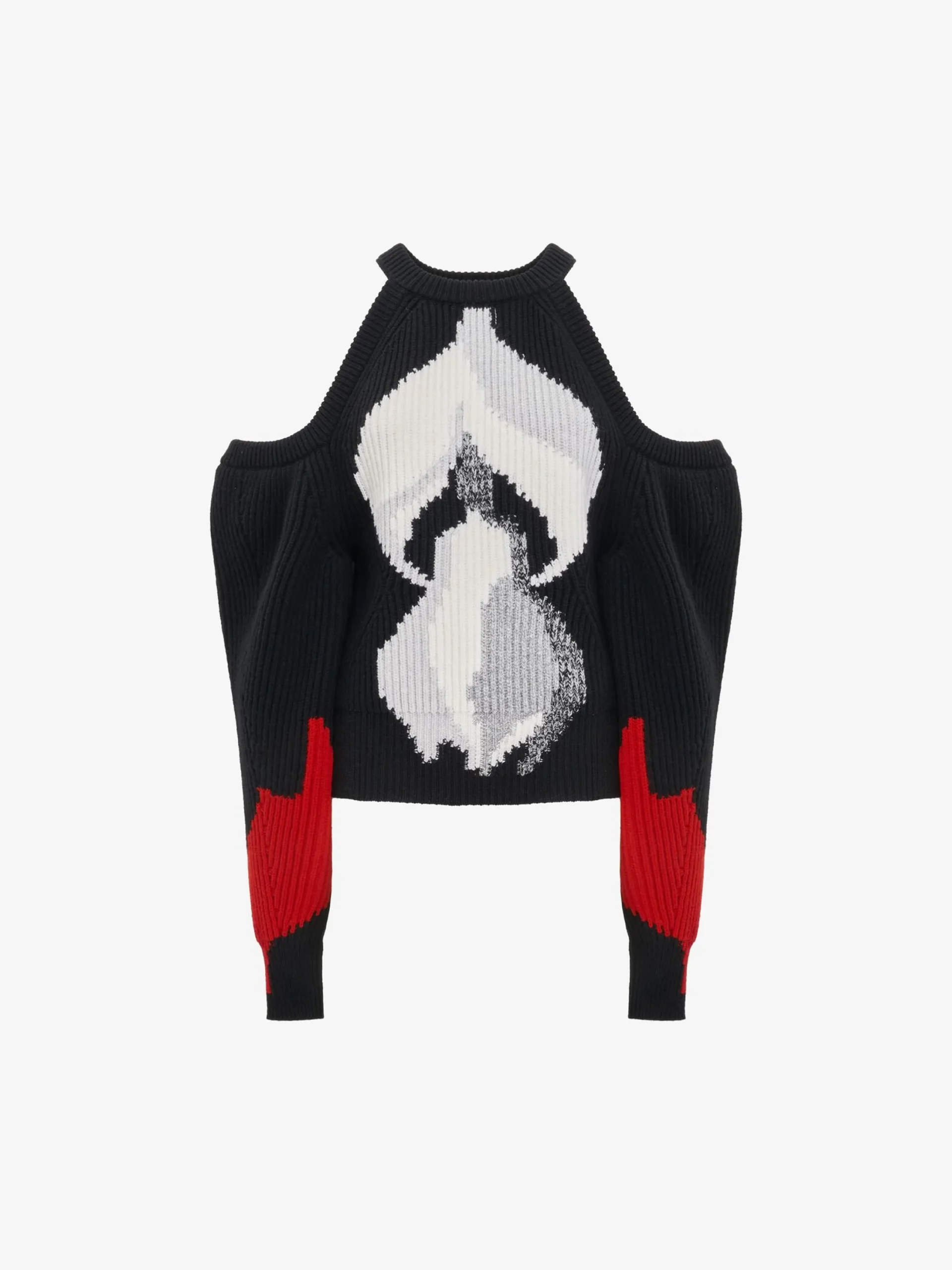 Shop Alexander McQueen Women's Upside-down Orchid Jumper in Black/Red/Grey