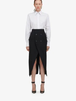 Best Sale Alexander McQueen Women's Upside-down Slashed Skirt in Black