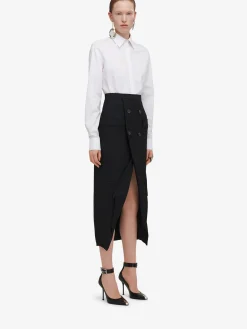 Best Sale Alexander McQueen Women's Upside-down Slashed Skirt in Black