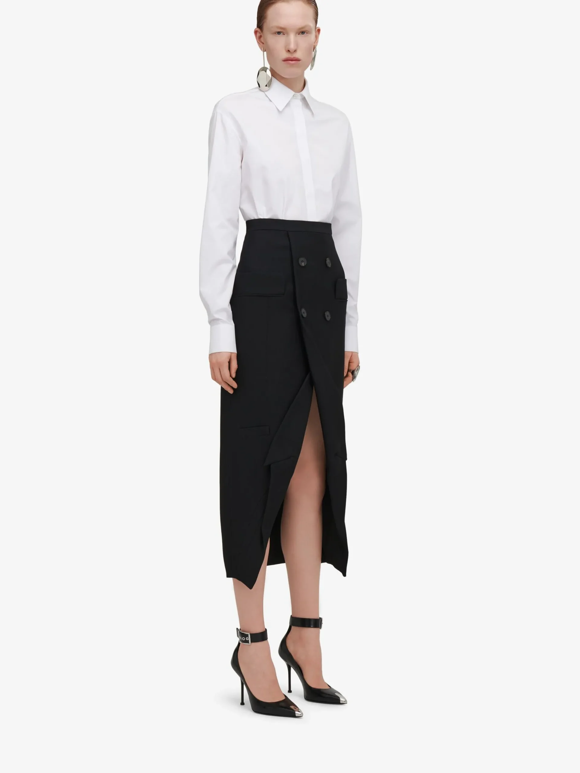 Best Sale Alexander McQueen Women's Upside-down Slashed Skirt in Black